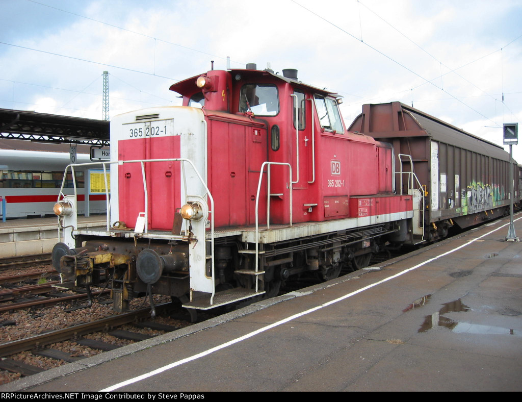 DB 365 202-1 sorts some freight wagons